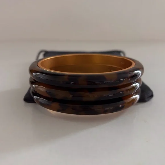 NWOT Set Of Three Julie Vos Madison Tortoiseshell Statement Bangles